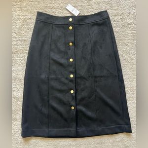 LOFT Black Asymmetrical Skirt with Gold Buttons